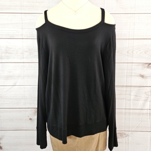 Athleta Cut Out Ribbed Crewneck Sweater in Black Size Large - Picture 2 of 8